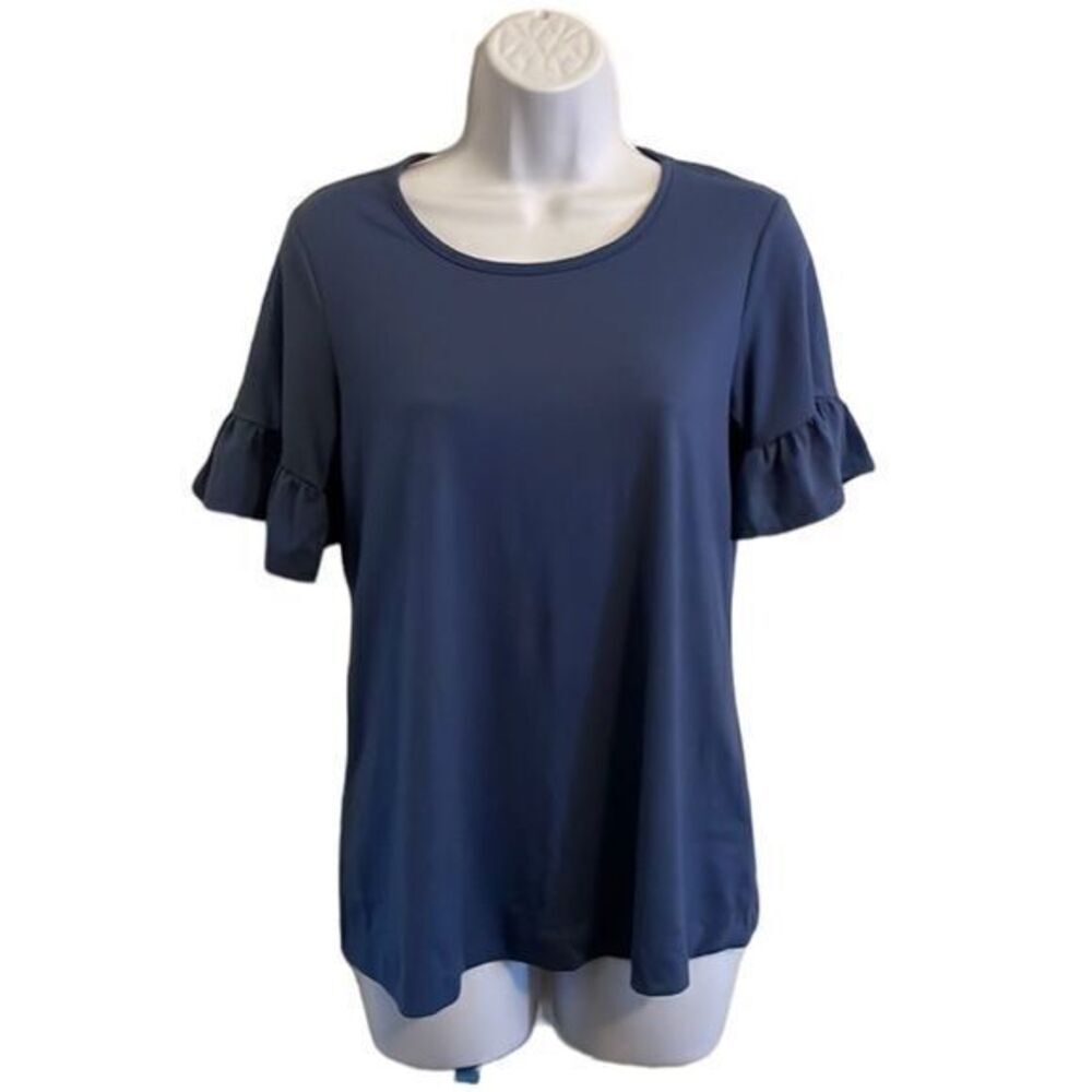 BOBEAU blue top shirt ruffles sleeves ruffled XS